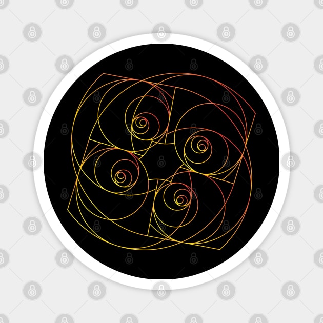 Golden Ratio Fibonacci Spiral Mandala Magnet by Huhnerdieb Apparel